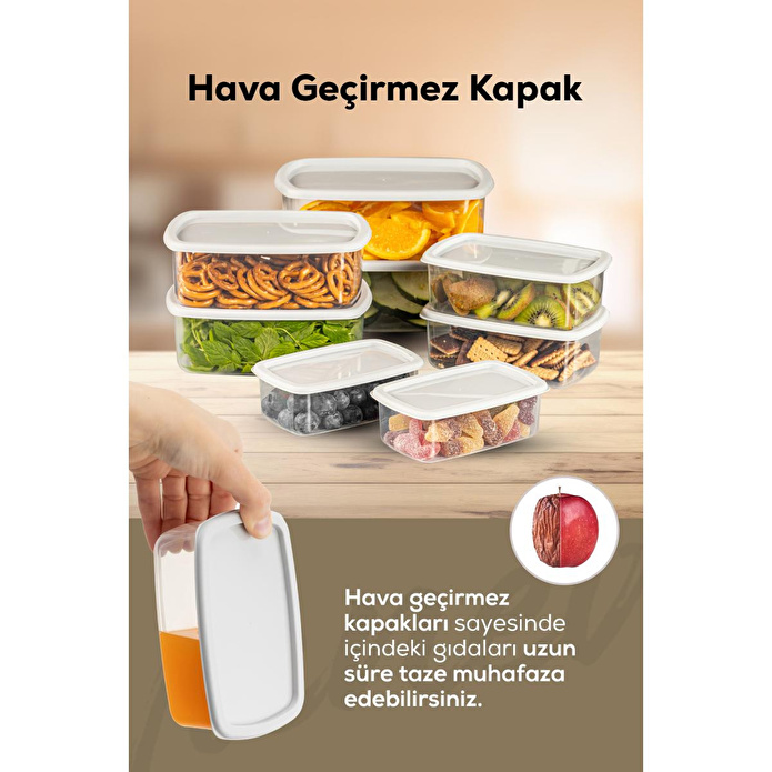 Vienev 8'li Hava Geçirmez Saklama Kabı Seti Gri 2x(250-500-750-1200 Ml)