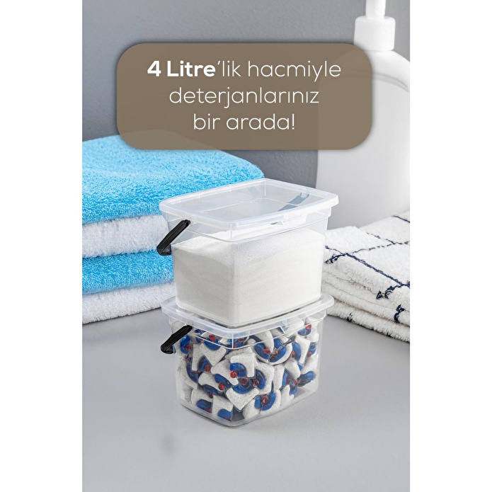 Vienev 2'li 4 Litre Beyaz Etiketli Deterjanlık Saklama Kutusu Kabı Beyaz