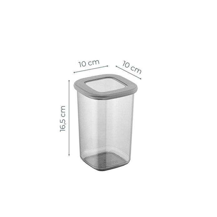Vienev Etiketli Kare Erzak Saklama Kabı 6'lı Set Orta Boy 1,2 Litre Antrasit