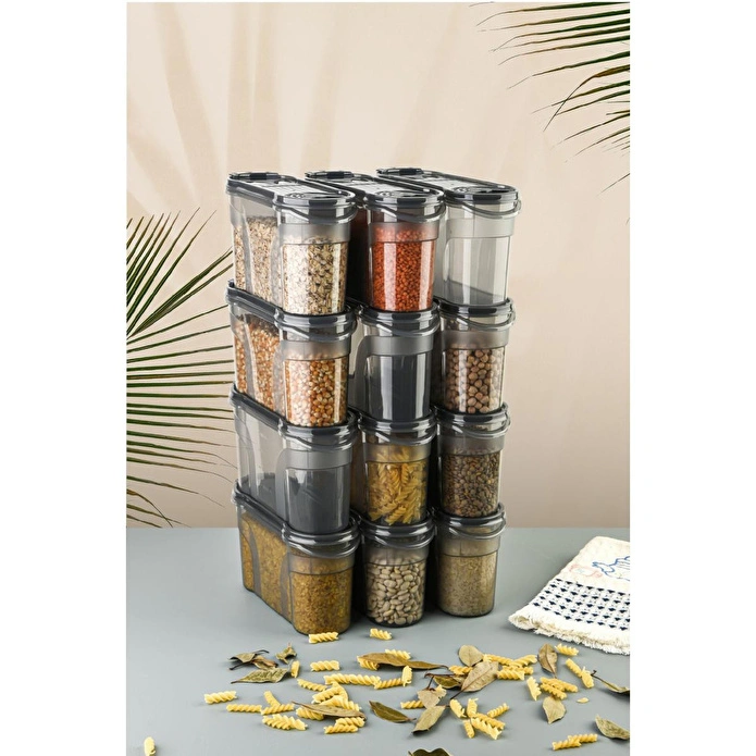 Vienev Etiketli 12li Baharat Kabı Set 1400 Ml Antrasit