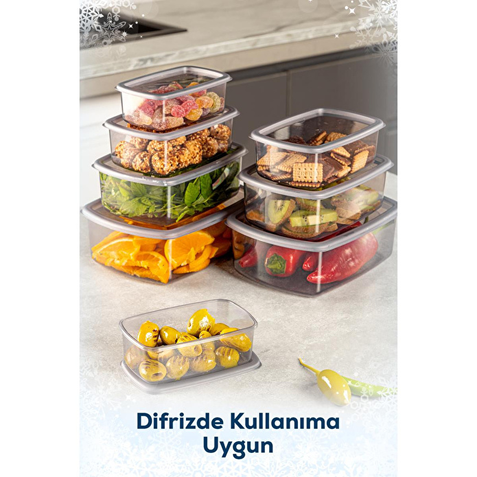 Vienev 8'li Hava Geçirmez Saklama Kabı Seti Antrasit 2x(250-500-750-1200 Ml)