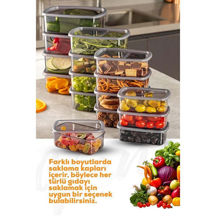 Vienev 16'lı Hava Geçirmez Saklama Kabı Seti Antrasit 4x(250-500-750-1200 Ml)