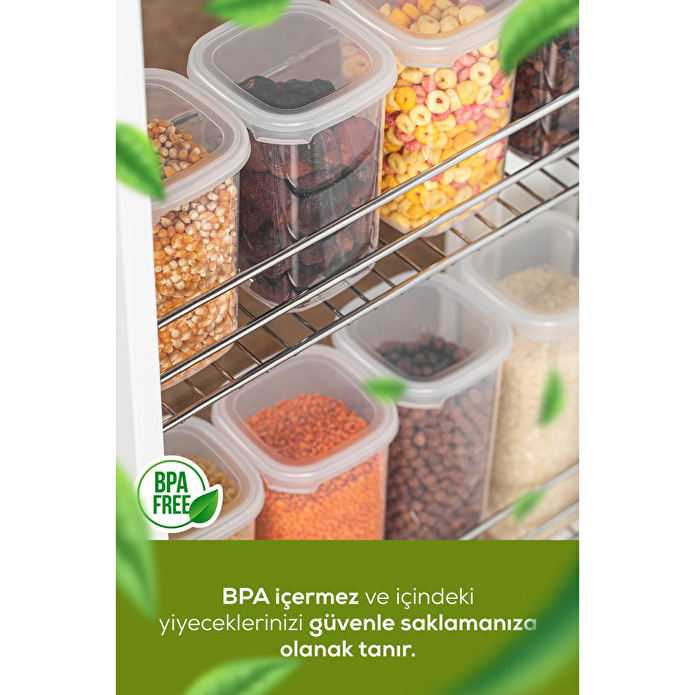 Vienev 12'li Etiketli Hava Geçirmez Erzak Ve Baharat Saklama Kabı Seti 0,25 Lt Beyaz