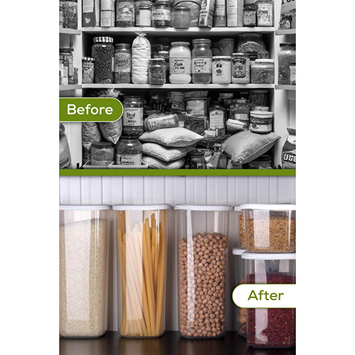 Vienev 12'li Etiketli Lux Hava Geçirmez Erzak Ve Baharat Saklama Kabı Seti 0,25 Lt Beyaz