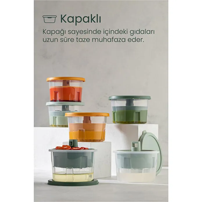 Vienev Sunumluk Zeytin Turşu Peynir Çok Amaçlı Süzgeçli Saklama Kabı Mint