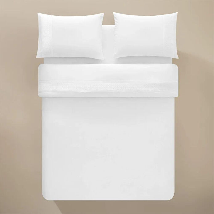 Penelope %100 Pamuk Percale Nevresim Seti 200x220 Cm Beyaz - Juana Serisi