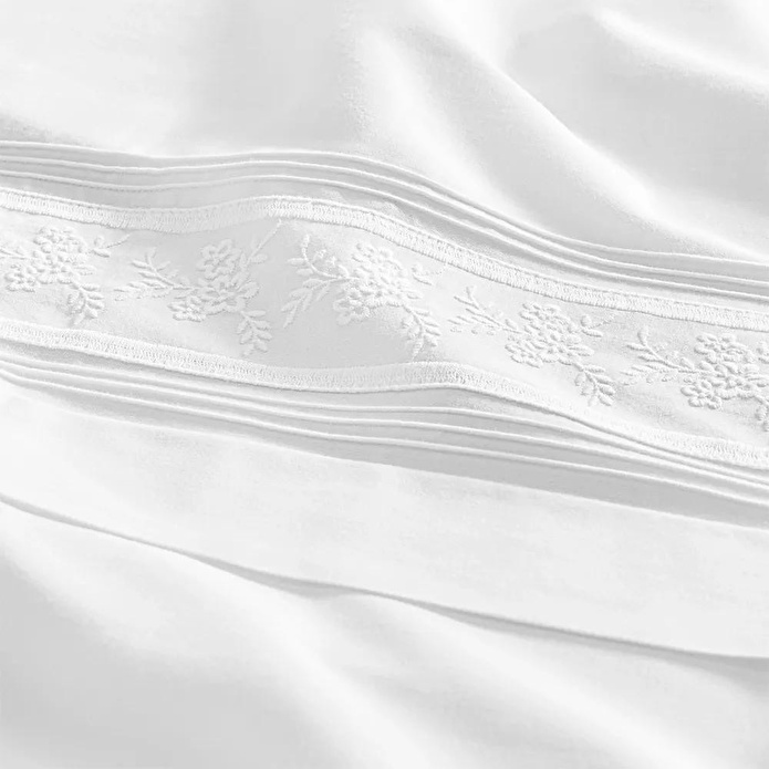 Penelope %100 Pamuk 200 Tc Nevresim Takımı 260x240 Cm Beyaz - Vera Serisi