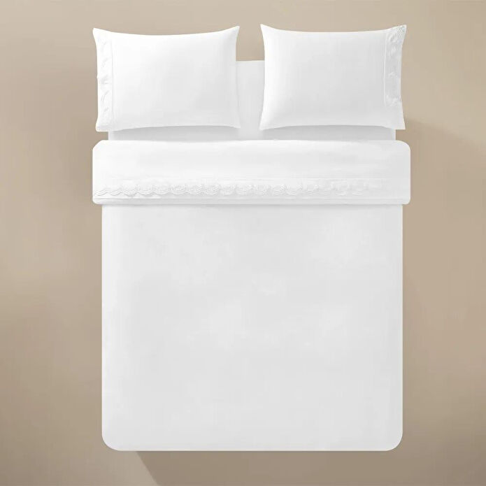 Penelope %100 Pamuk 200 Tc Nevresim Takımı 260x240 Cm Beyaz - Alba Serisi
