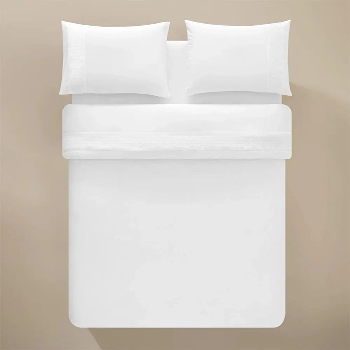 Penelope %100 Pamuk Percale Nevresim Seti 260x240 Cm Beyaz - Juana Serisi