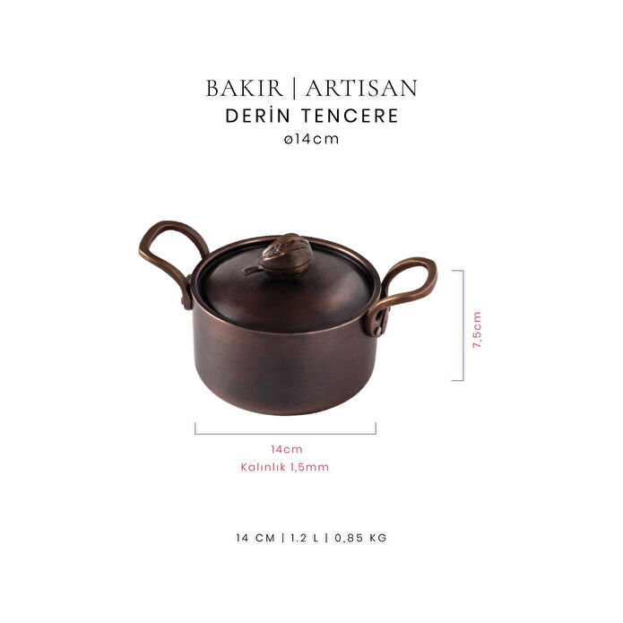 Voeux Artisan Koleksiyonu Bakır Derin Tencere 14 cm