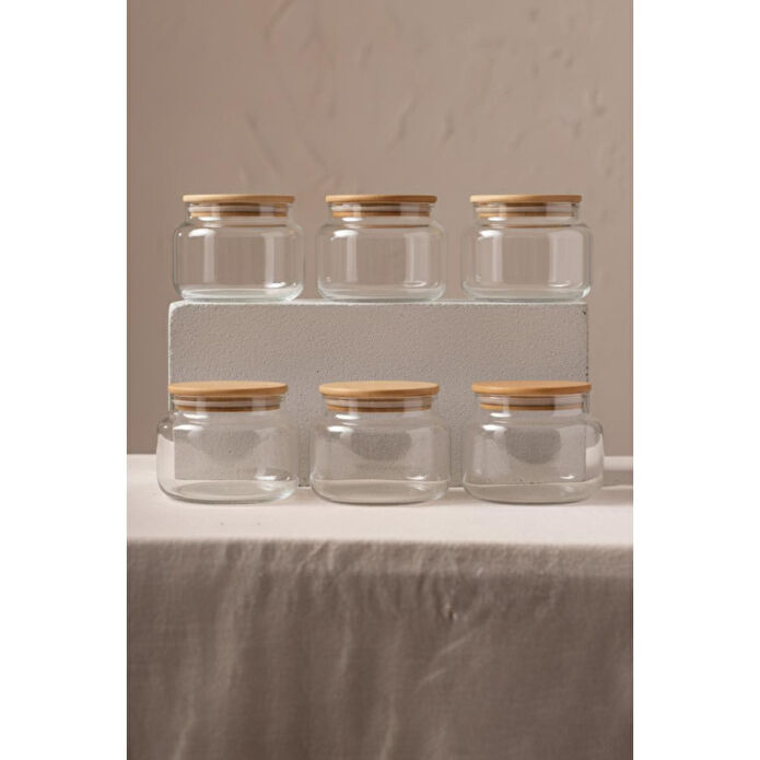 Rakle Basic Bambu Kapaklı 12'li Cam Kavanoz Seti 350 Cc