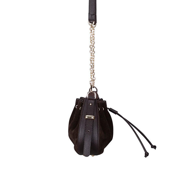 Bloominbag Haze Soft Süet Kahverengi Büzgülü Kadın Omuz Çantası – Umber Brown Drawstring Bag