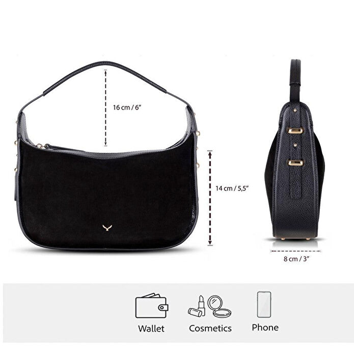 Bloominbag Arden Noir Süet & Hakiki Deri Kadın Omuz Çantası – Premium Kadın Tote Bag