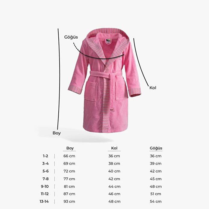 Green Black Relax Kız Çocuk Bornoz Pembe