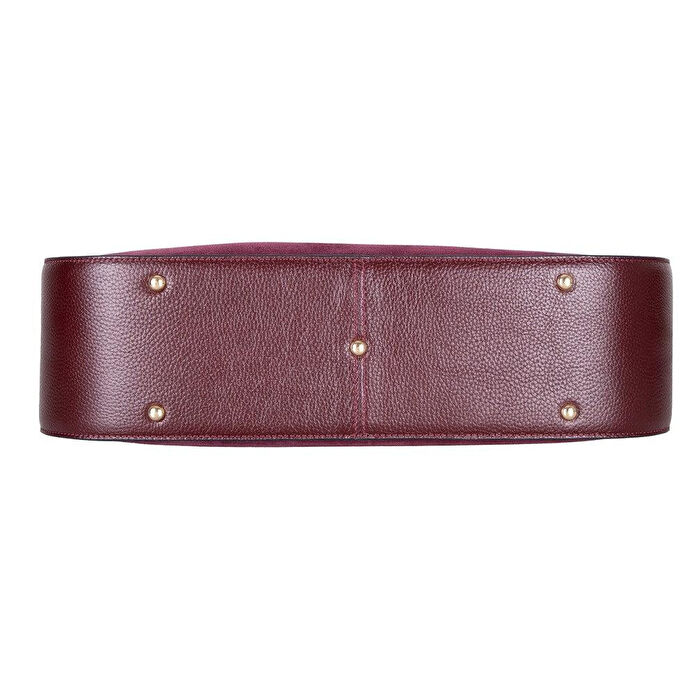 Bloominbag Lunar Merlot Burgundy Süet Büzgülü Kadın Omuz Çantası