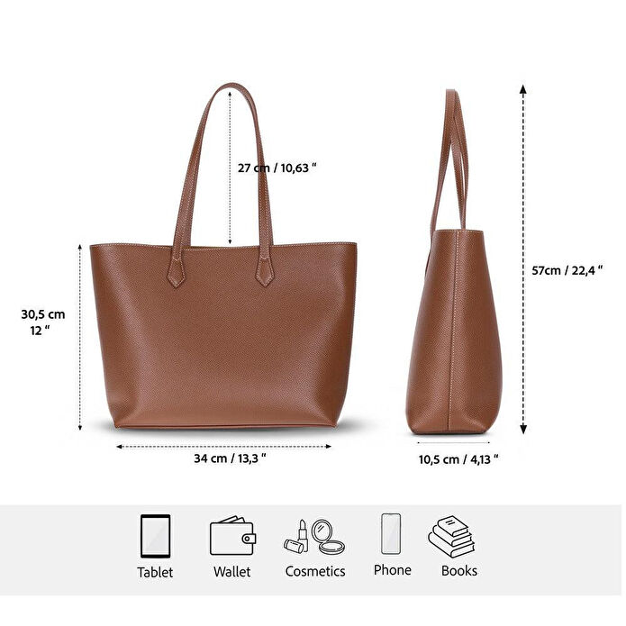 Bloominbag Terra Taba Hakiki Deri Kadın Omuz Çantası – Sahara Tan Terra Structured Leather Tote