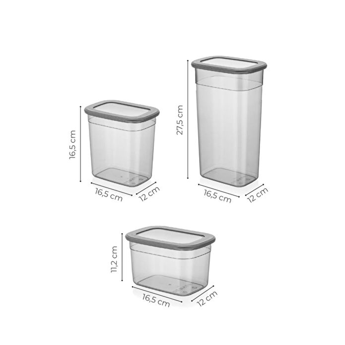 Vienev 12li Set Poli Şeffaf Kapaklı Uzun Dikdörtgen Saklama Kabı 4x(1,3 Litre, 2 Litre, 3,2 Litre)