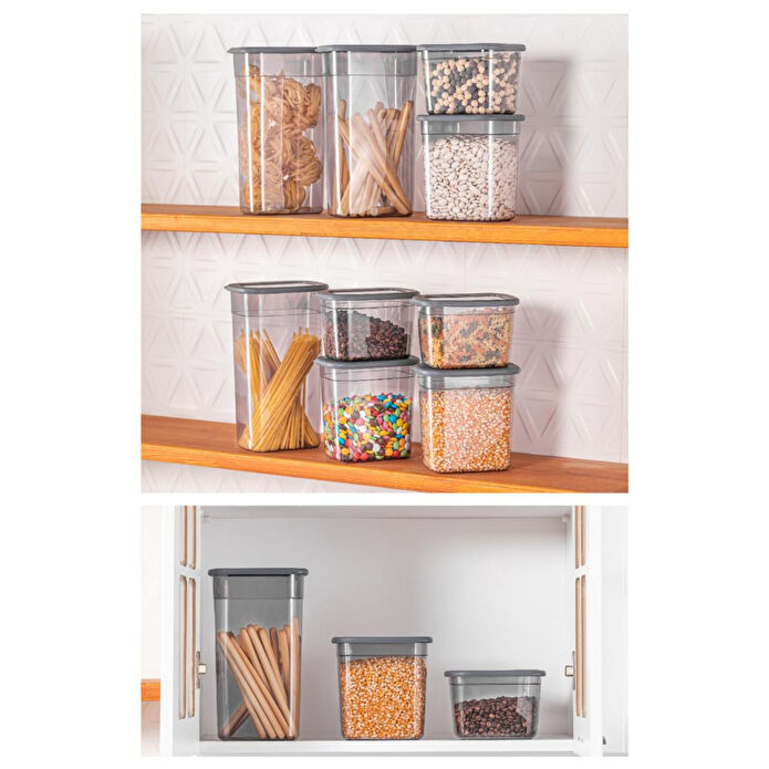 Vienev 12li Set Poli Şeffaf Kapaklı Uzun Dikdörtgen Saklama Kabı 4x(1,3 Litre, 2 Litre, 3,2 Litre)