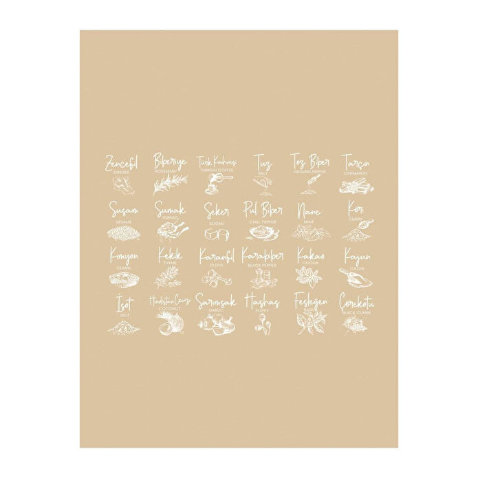 Vienev 3 Adet Beyaz Serigrafi Baharat Etiketi