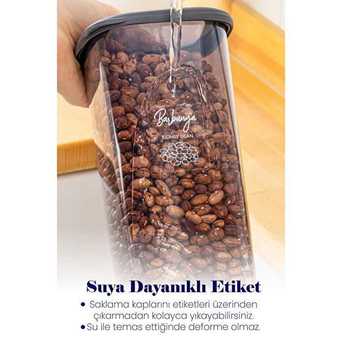 Vienev Beyaz Serigrafi Etiketli 12li Peggy Dikdörtgen Saklama Kabı Seti 1500 Ml Antrasit