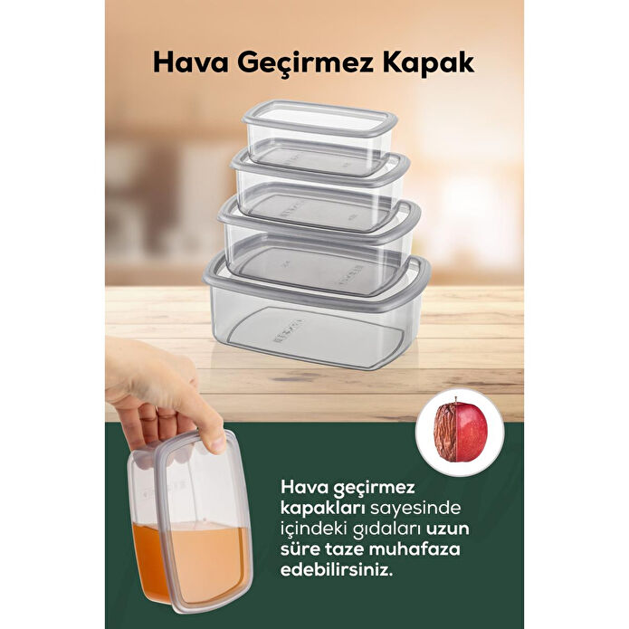 Vienev 12'li Hava Geçirmez Saklama Kabı Seti Antrasit 3x(250-500-750-1200 Ml)