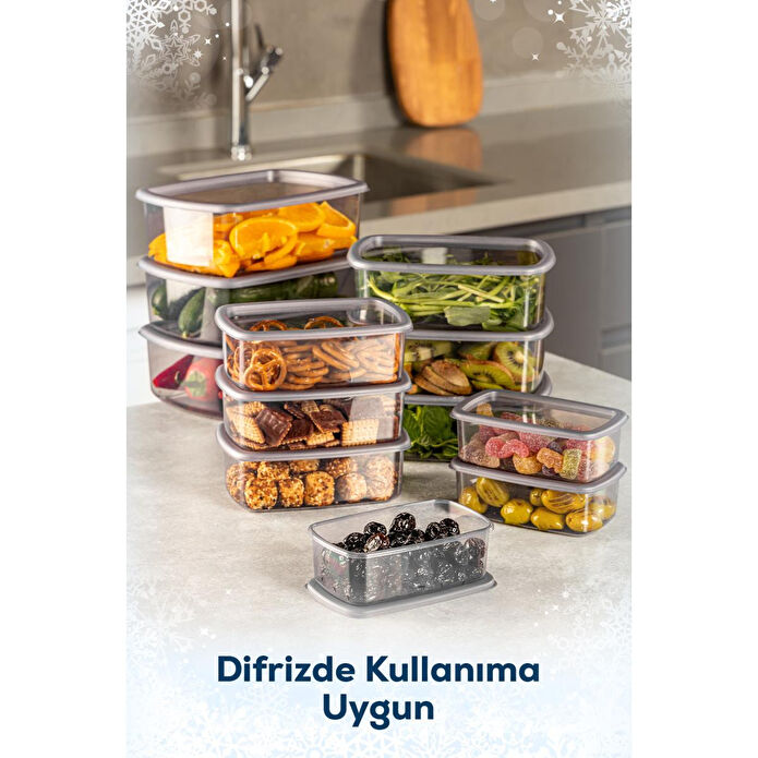 Vienev 12'li Hava Geçirmez Saklama Kabı Seti Antrasit 3x(250-500-750-1200 Ml)