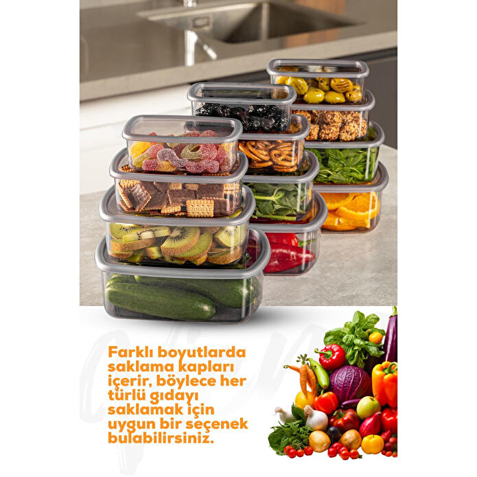 Vienev 12'li Hava Geçirmez Saklama Kabı Seti Antrasit 3x(250-500-750-1200 Ml)