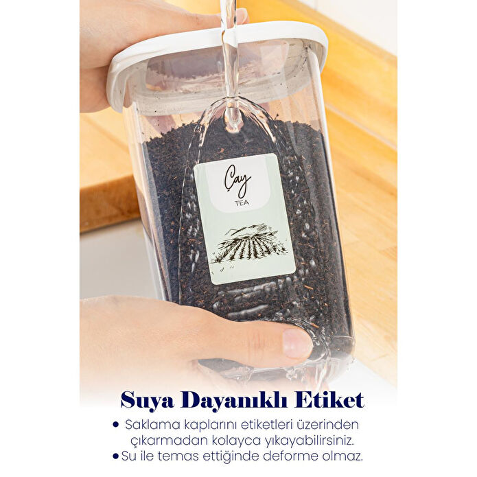 Vienev Renkli Etiketli 15li Foly Kare Erzak Saklama Kabı 9x(0,55 Litre) 6x(1,75 Litre) Beyaz