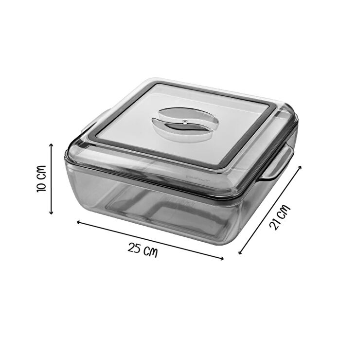Vienev Akrilik Kare Saklama Kabı - Yemek Saklama Kabı 2 Litre