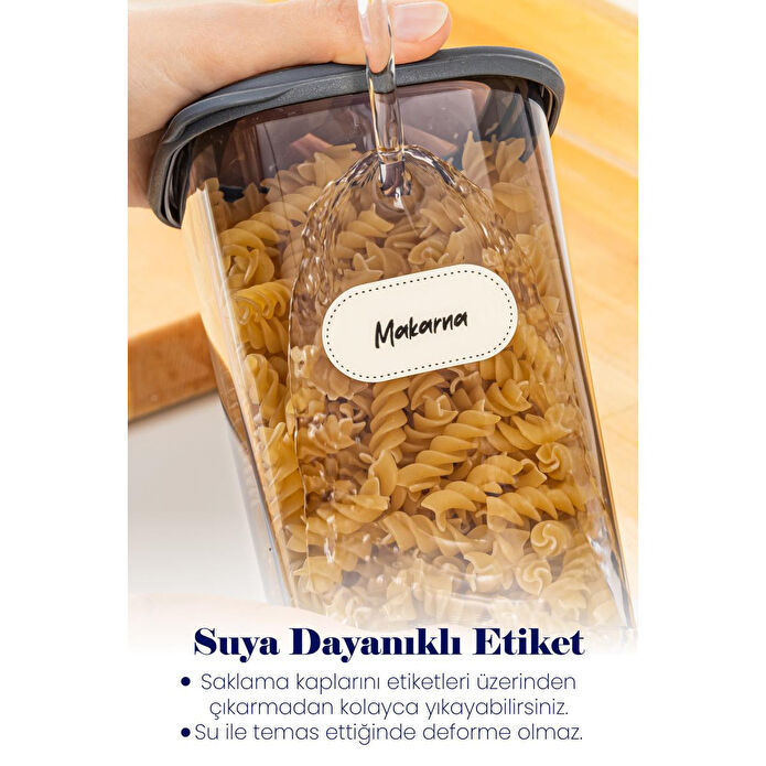 Vienev Etiketli Kare Erzak Saklama Kabı 6'lı Set 2x(0,55 Litre, 1,2 Litre, 1,75 Litre) Antrasit