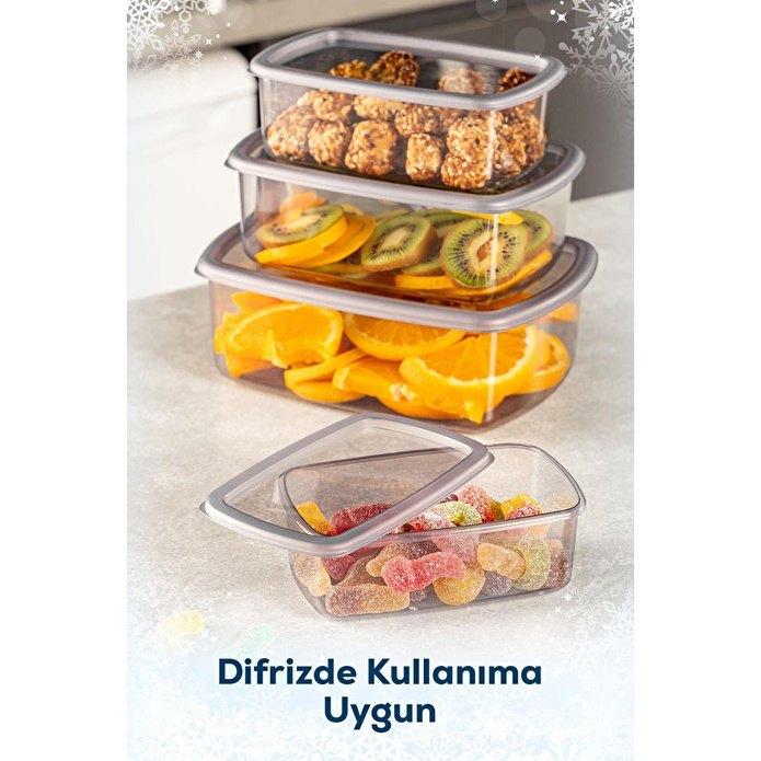 Vienev 4'lü Hava Geçirmez Saklama Kabı Seti Antrasit 1x(250-500-750-1200 Ml)
