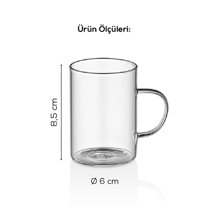 Vienev 2'li Isıya Dayanıklı Borosilikat Cam Kupa Bardağı