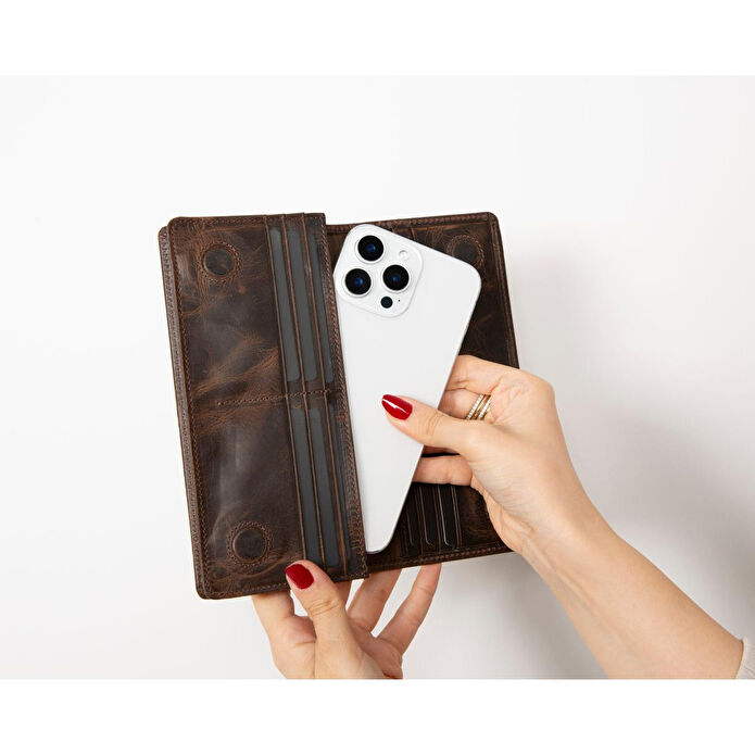 Bloominbag Celestina Umber Brown Hakiki Deri Telefon Bölmeli Cüzdan