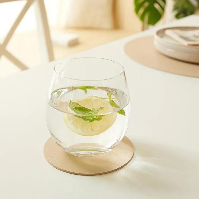 Home Wave 4'lü Bej/taş Renk Suni Deri Bardak Altlığı Ø 10 Cm