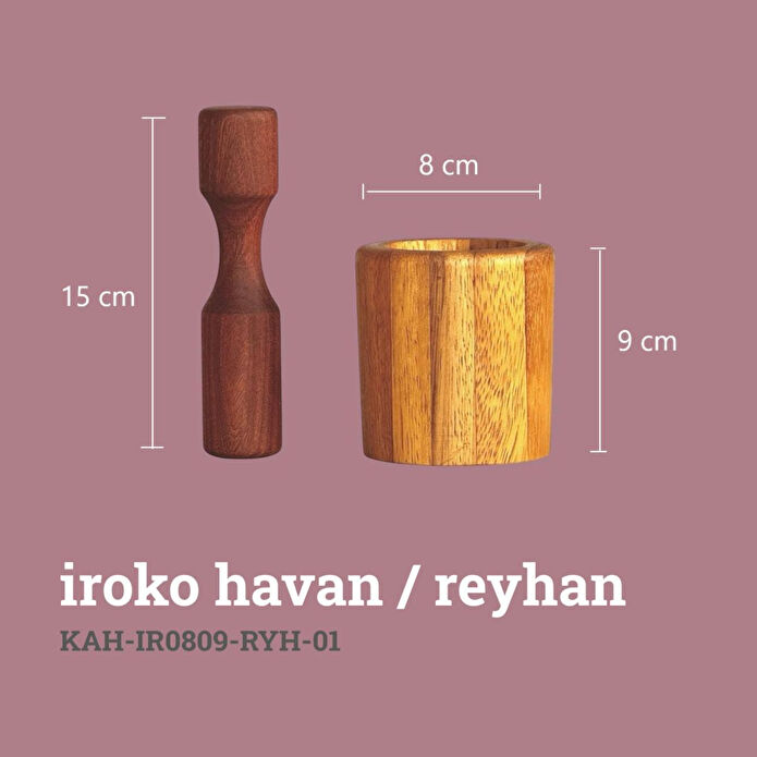 Kaf Ahşap İroko-Sapelli Havan / Reyhan