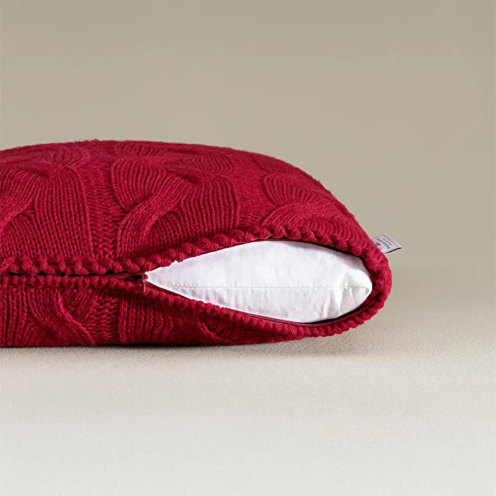Penelope Triko Kırlent Kılıfı Kırmızı 45x45 Cm - Cabella Serisi