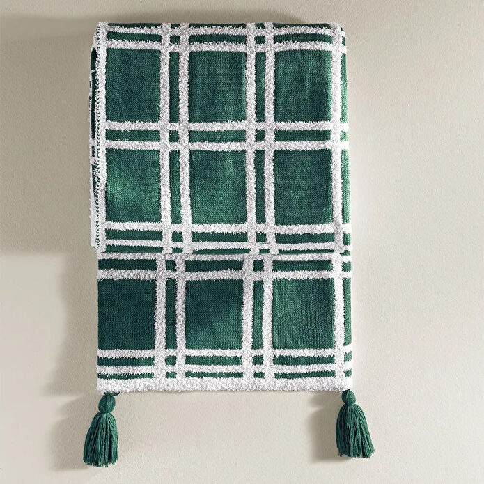 Penelope Triko Tv Battaniyesi Throw Yeşil Koltuk Şalı - Bruma Serisi