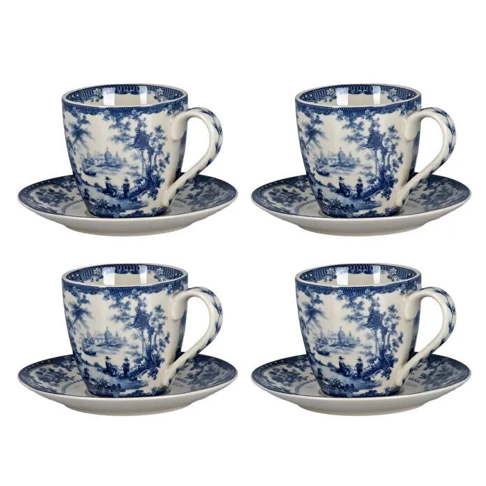 Lucky Art Florantine 4lu Kahve Fincani Seti Mavi