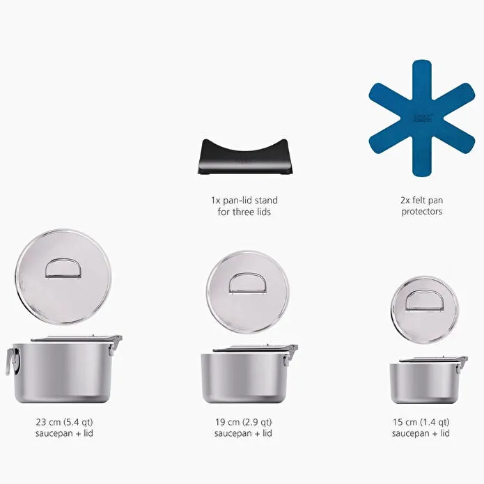 Joseph Joseph Space 3 Katmanlı Paslanmaz Çelik 9 Parça Tencere Seti