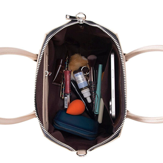 Bloominbag Aria Mink Taupe Medium Hakiki Deri Kadın El & Omuz Çantası