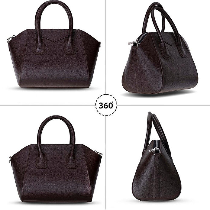 Bloominbag Aria Walnut Brown Medium Hakiki Deri Kadın El & Omuz Çantası
