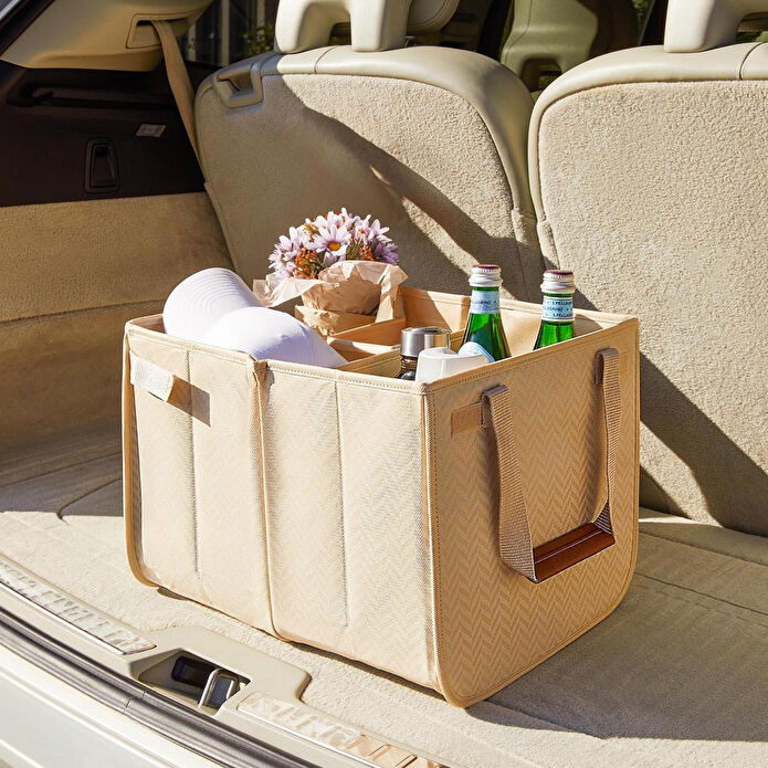 Ocean Home Textile Araç İçi Bej Balıksırtı Bagaj Düzenleyici 31 X 36 X 27 Cm
