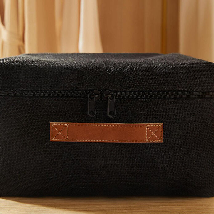 Ocean Home Textile Küçük Boy Siyah Renk Jüt Hurç 30 X 22 X 18 Cm