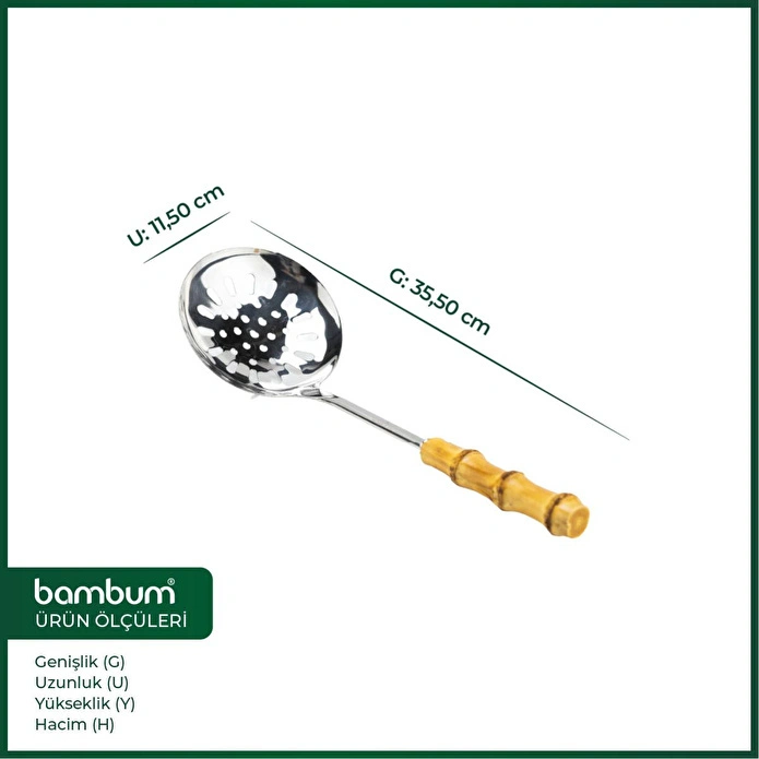 Bambum Mundo - Bambu Saplı Kaşık Süzgeç 33,5*11,5cm