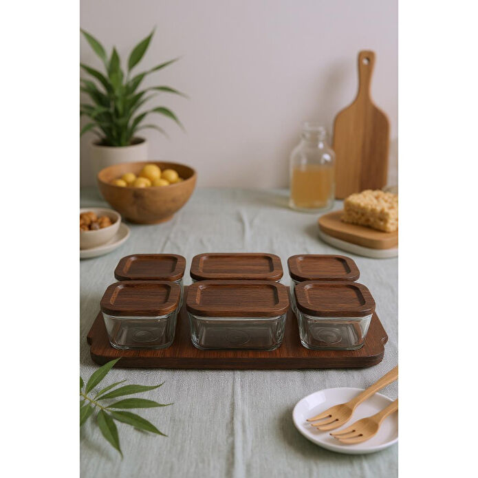 Bambum Nero - Enzo - 13 Parça Cam Kahvaltılık Kahvaltı Seti Kahvaltı Takımı