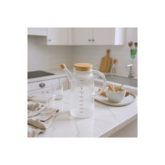 Bambum Hydro Bambu Kapaklı Cam Sürahi 900ml