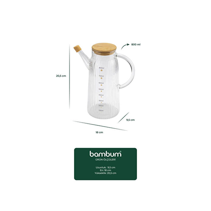 Bambum Hydro Bambu Kapaklı Cam Sürahi 900ml