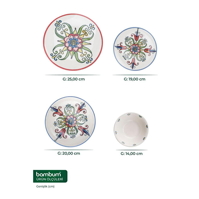 Bambum Moderna 24 Parça Yemek Takımı Tulip