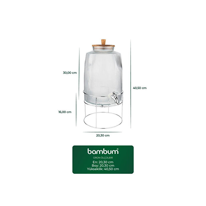 Bambum Flow Akasya Kapaklı Cam Sebil 6l