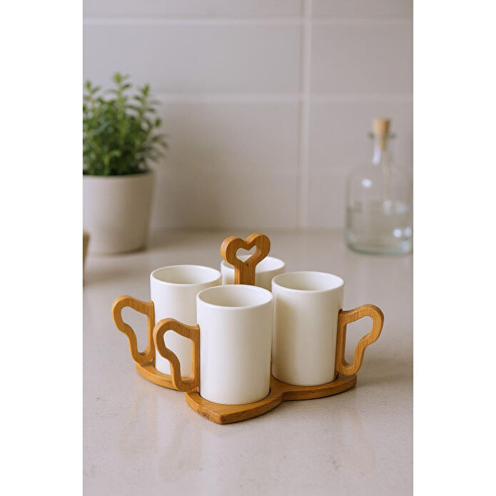 Bambum Fugu Bambu Standlı 4'lü Kupa Seti